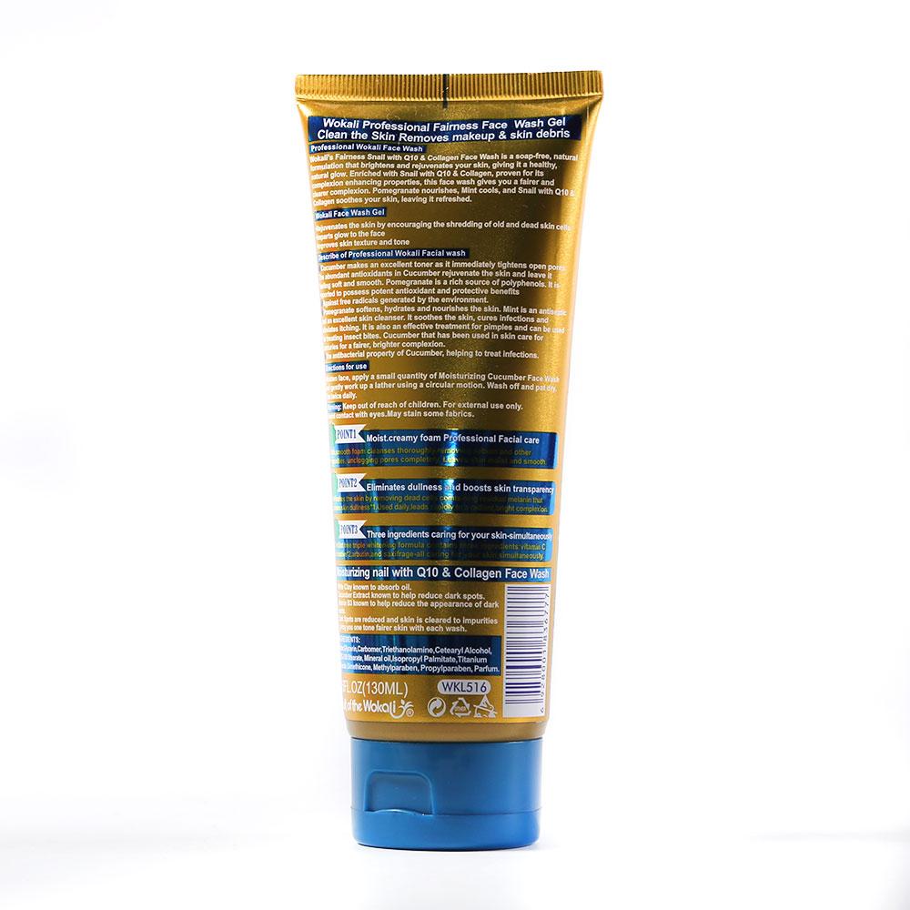 WOKALI FACE WASH GEL SNAIL WITH Q10 N COLLAGEN IR 130 ML WKL