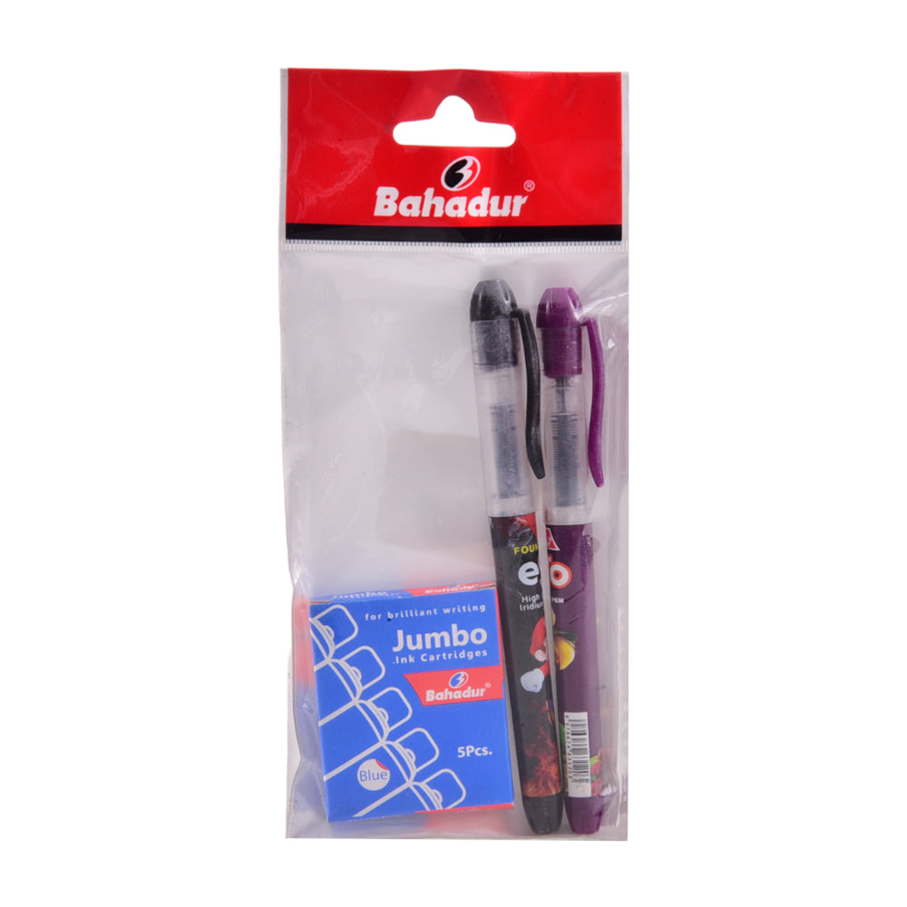 BAHADUR EGO FOUNTAIN PEN 2PC PACK WITH INK CARTRIDGE B.I