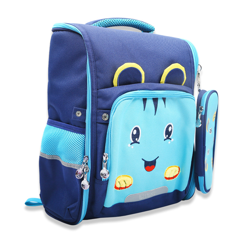 B-3192 KIDS SCHOOL BACK PACK NAVY TIGER/RABBIT 16INCH IR