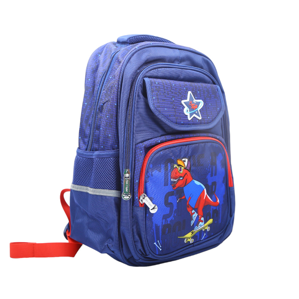 22035 KIDS SCHOOL BACK PACK NAVY/RED DINO 16INCH IR