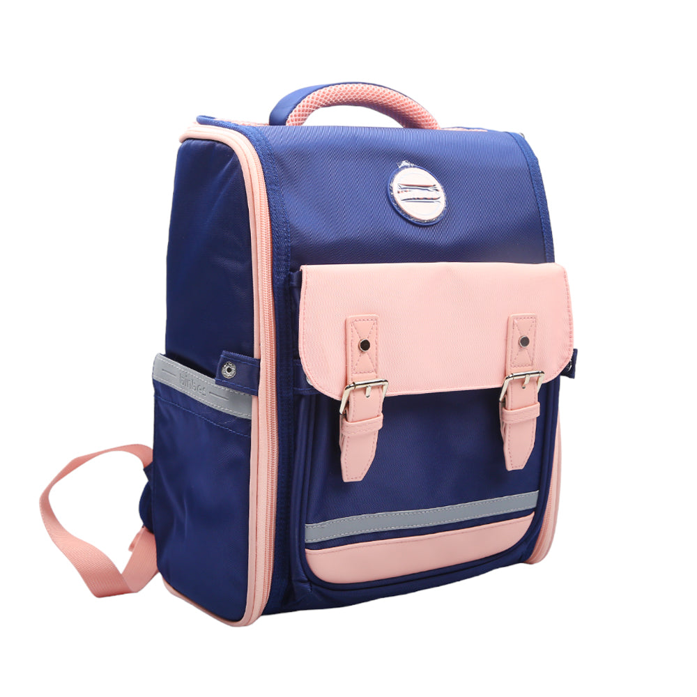 B-3238-1S KIDS SCHOOL BACK PACK NAVY/FLESH PINK 16INCH IR
