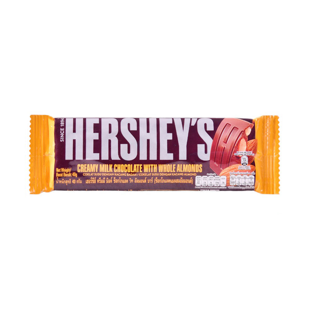 HERSHEYS CHOCOLATE BAR CREAMY MILK WITH WHOLE ALMOND 40G