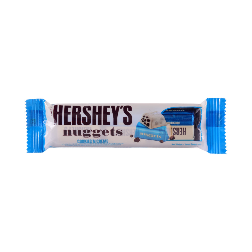 HERSHEYS CHOCOLATE NUGGETS COOKIES N CREME 28 GM