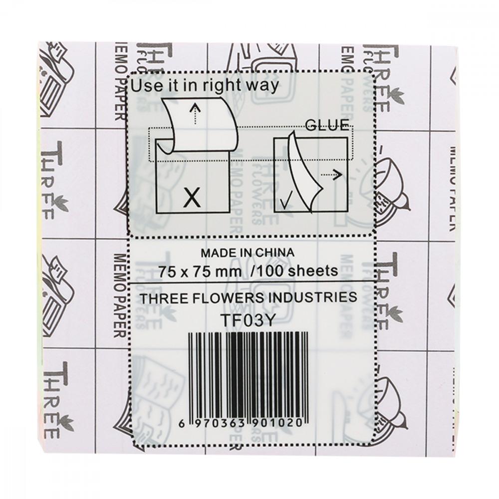 Three Flower Memo Paper 3X3 Neon