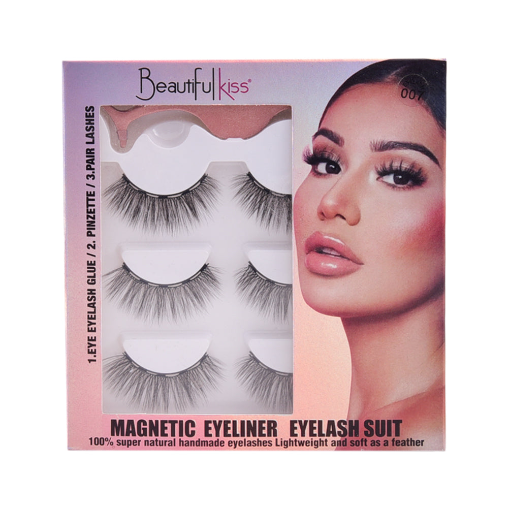 BEAUTIFUL KISS EYELASH 3PAIR KIT IR E-7609