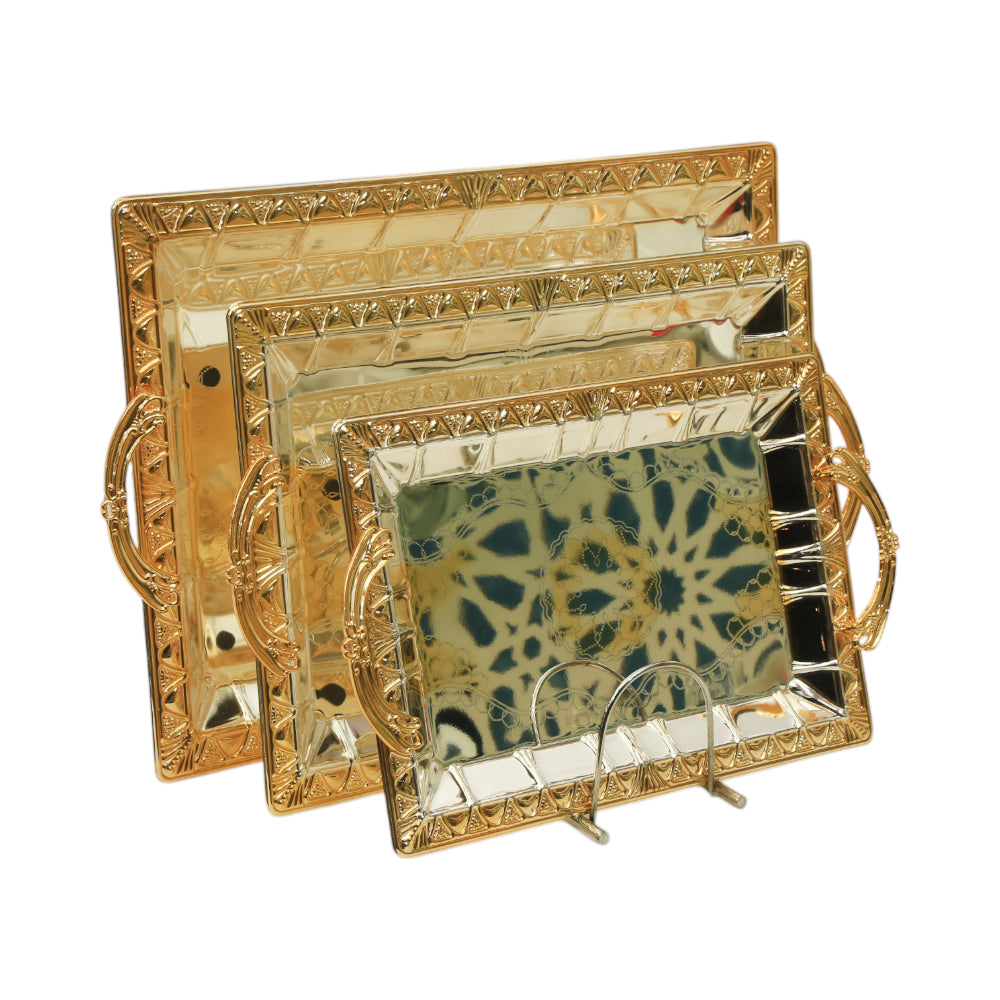 TRAY SET 3PC STEEL OPALINA T1464-3-SG