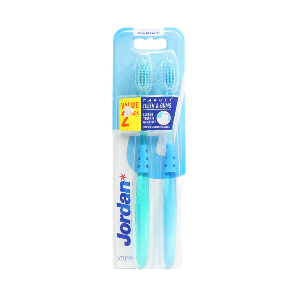 JORDAN TARGET TEETH & GUM MEDIUM 2 PACK TOOTH BRUSH