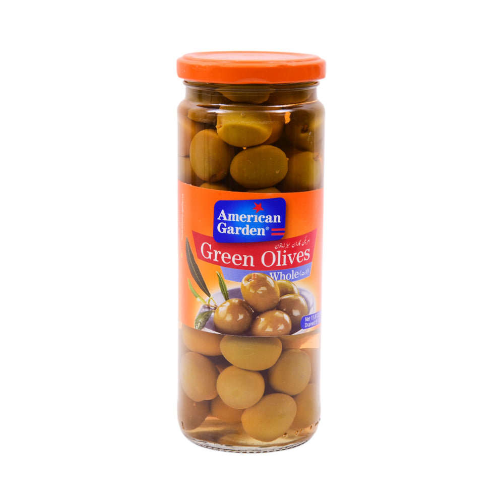 AMERICAN GARDEN GREEN OLIVES WHOLE 450 GM BASIC