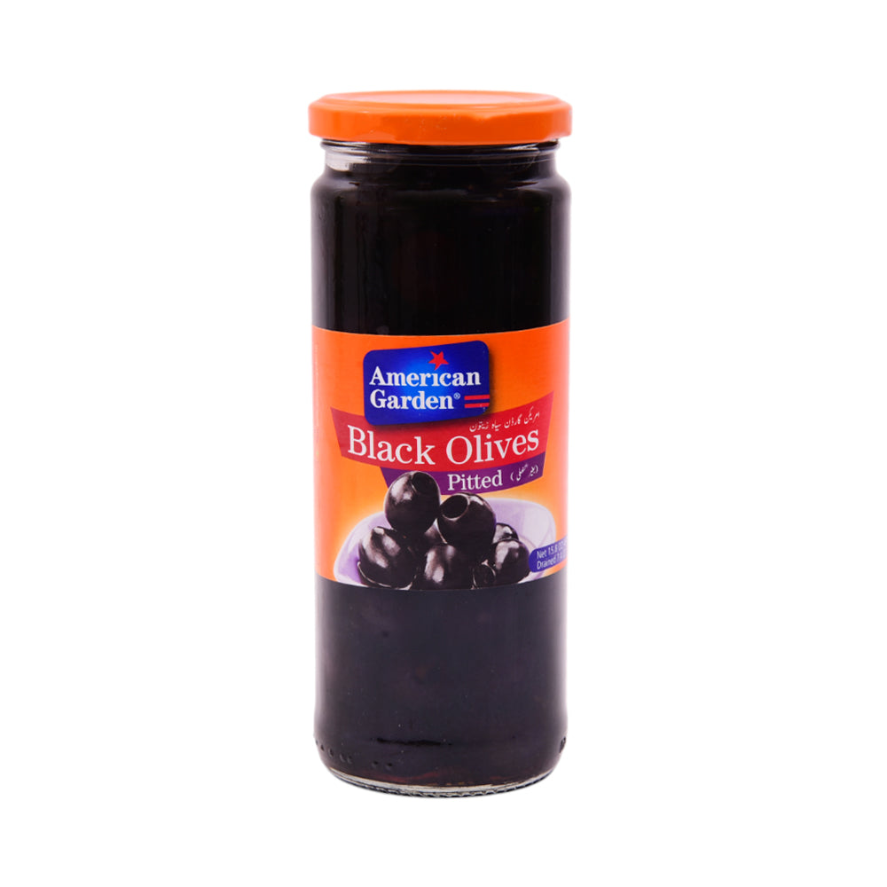 AMERICAN GARDEN BLACK OLIVES PITTED 450 GM BASIC