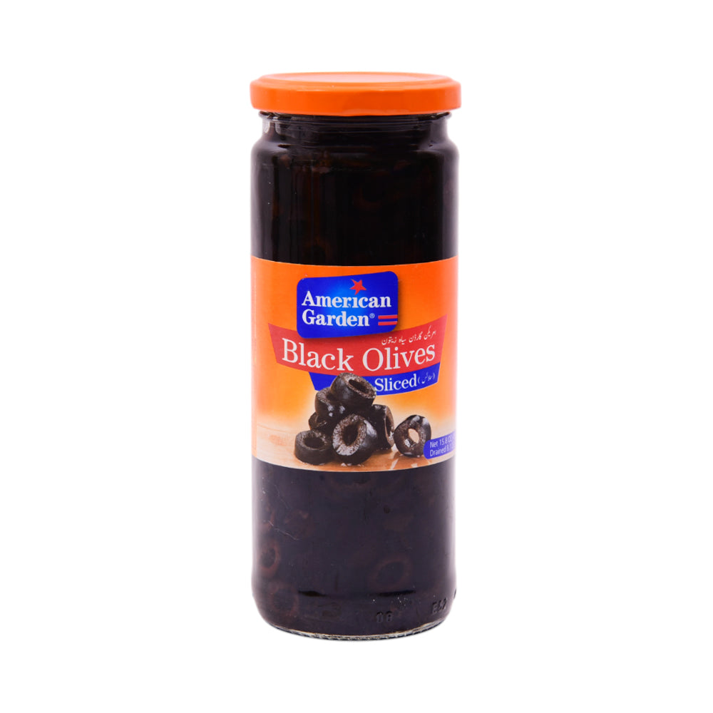 AMERICAN GARDEN BLACK OLIVEES SLICED 450 GM BASIC
