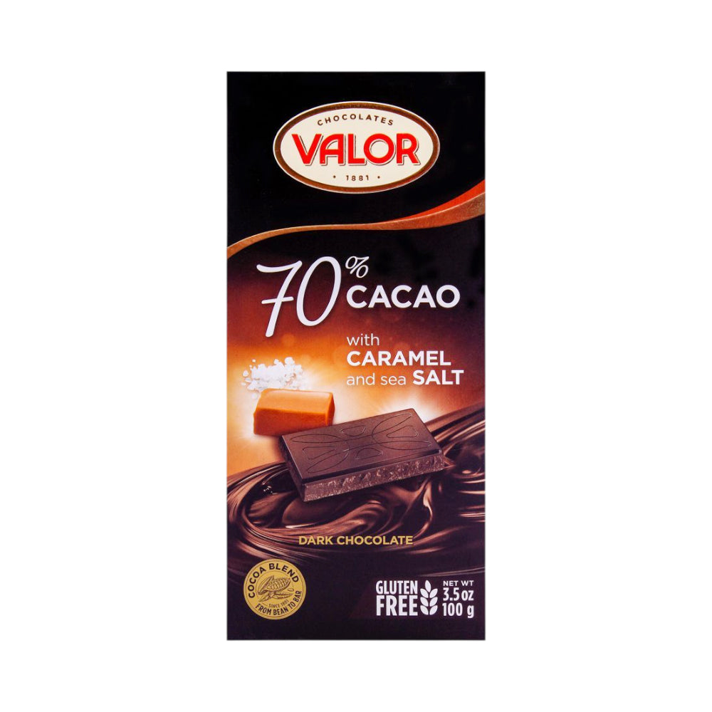 VALOR DARK CHOCOLATE 70% WITH CARAMEL AND SEA SALT 100 GM