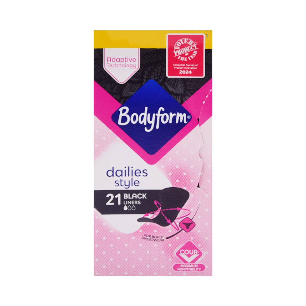 BODYFORM DAILIES STYLE BLACK LINERS 21PC PACK
