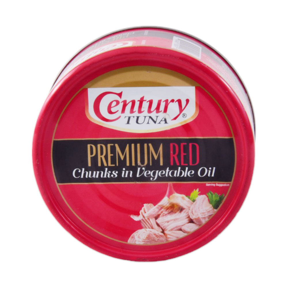 CENTURY TIN FOOD TUNA CHUNKS IN VEGETABLE OIL RED 180 GM