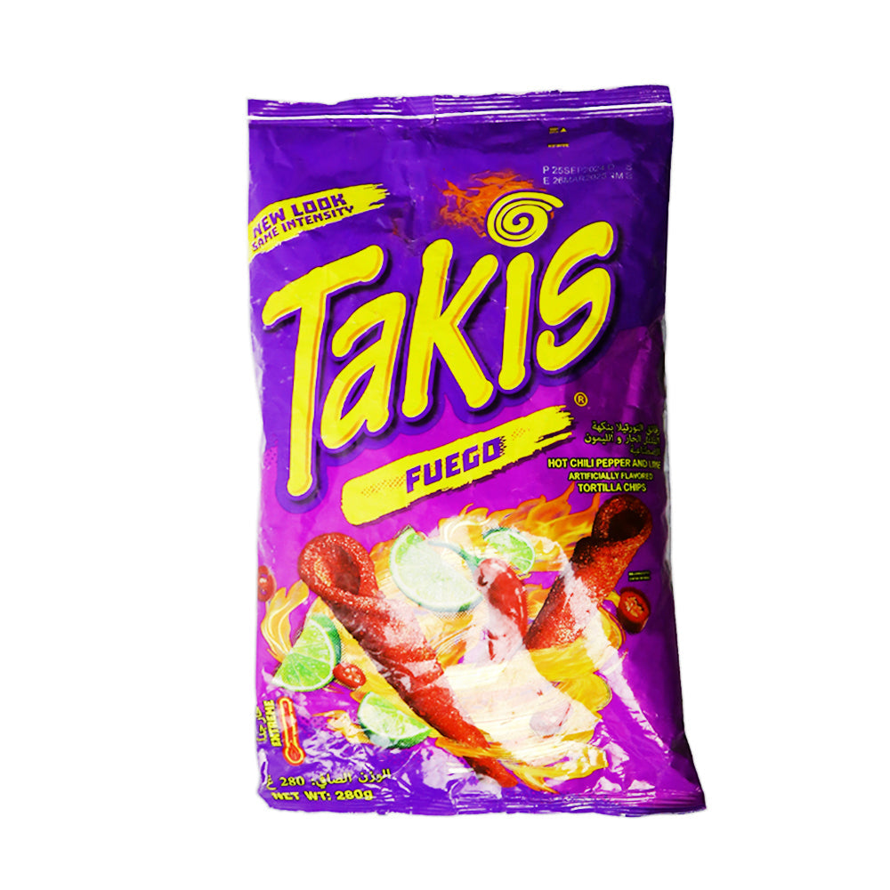 TAKIS FUEGO HOT CHILI PEPPER AND LIME TORTILLA 280 GM