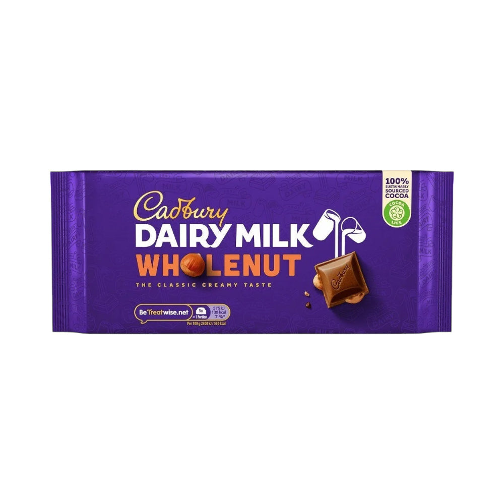CADBURY DAIRY MILK CHOCOLATE WHOLE NUT 180 GM