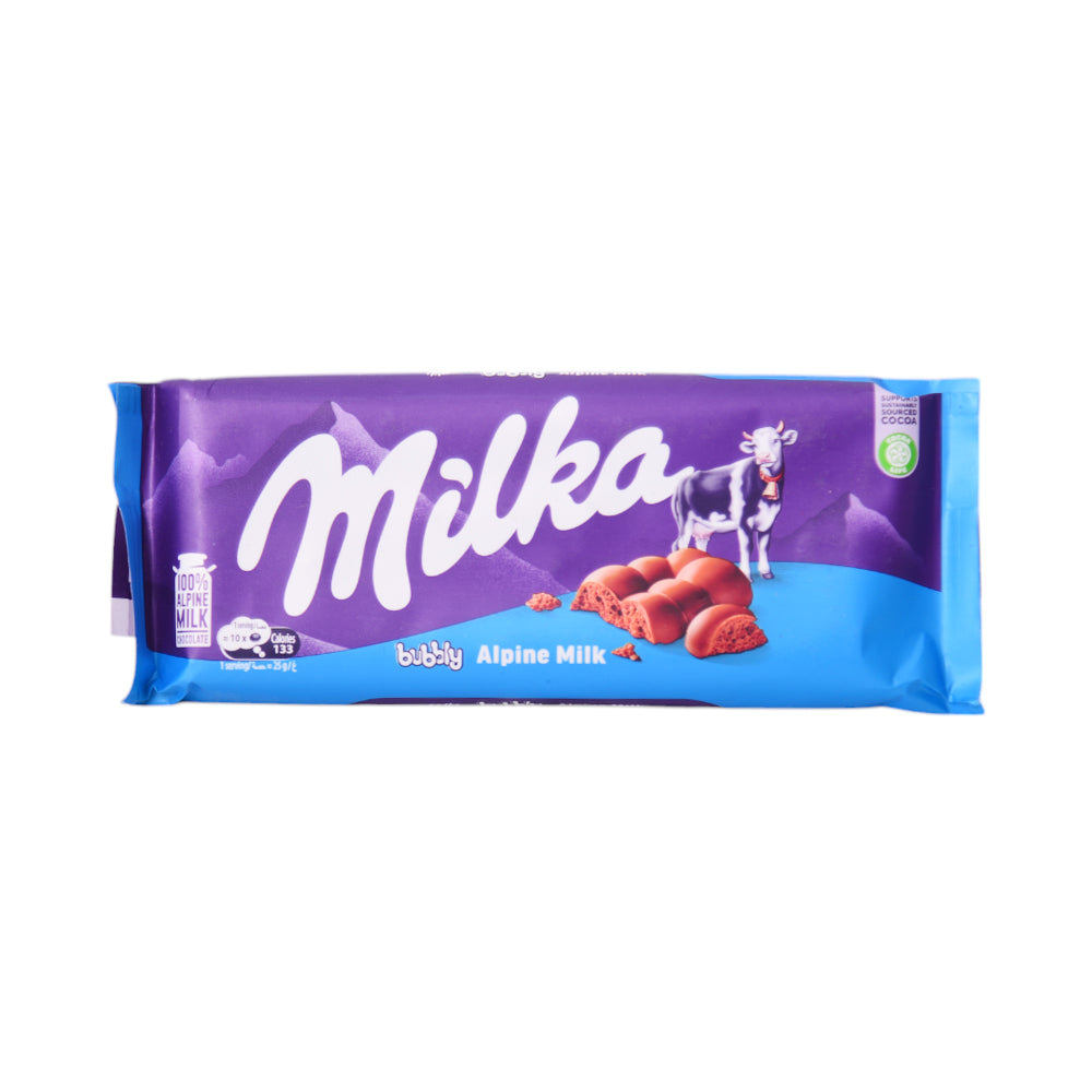 MILKA CHOCOLATE BUBBLY ALPINE MILK 93 GM