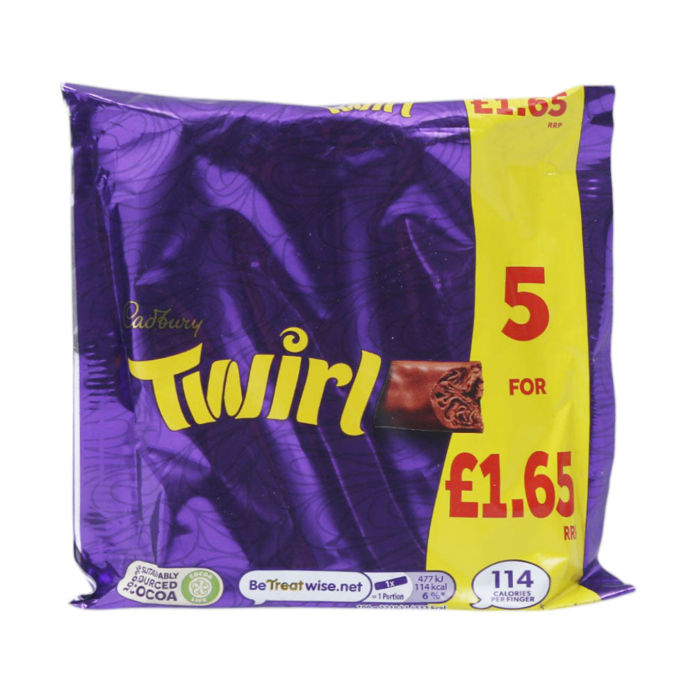 CADBURY TWIRL CHOCOLATE 5 BARS 107.5 GM