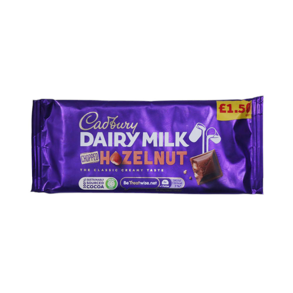 CADBURY DAIRY MILK CHOCOLATE BAR CHOPPED HAZELNUT 95 GM