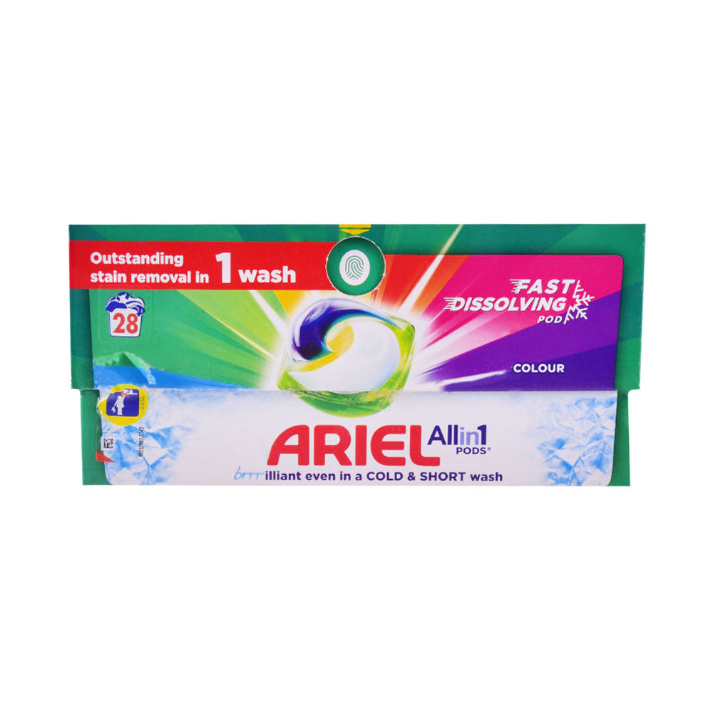 ARIEL WASHING POWDER ALL IN 1 PODS 28 COLOUR WASHES COLD WAS