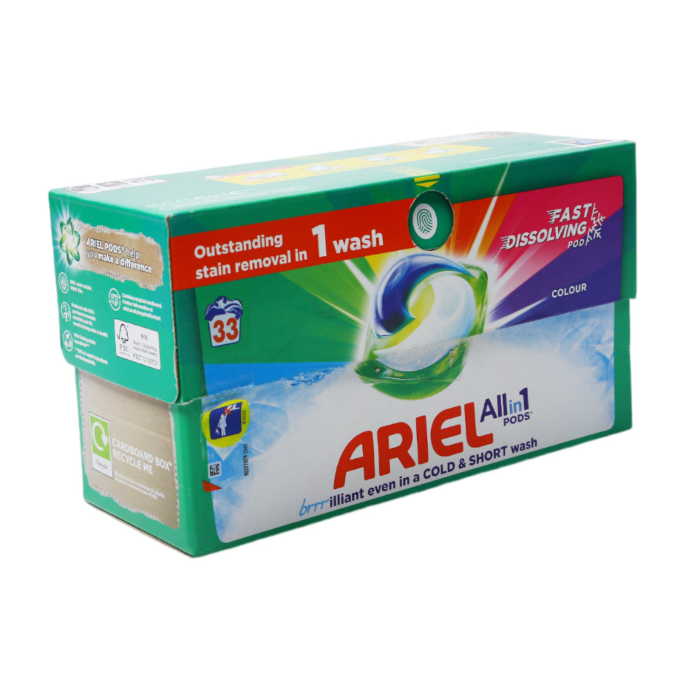 ARIEL WASHING POWDER ALL IN 1 PODS 33 COLOUR WASHES COLD WAS
