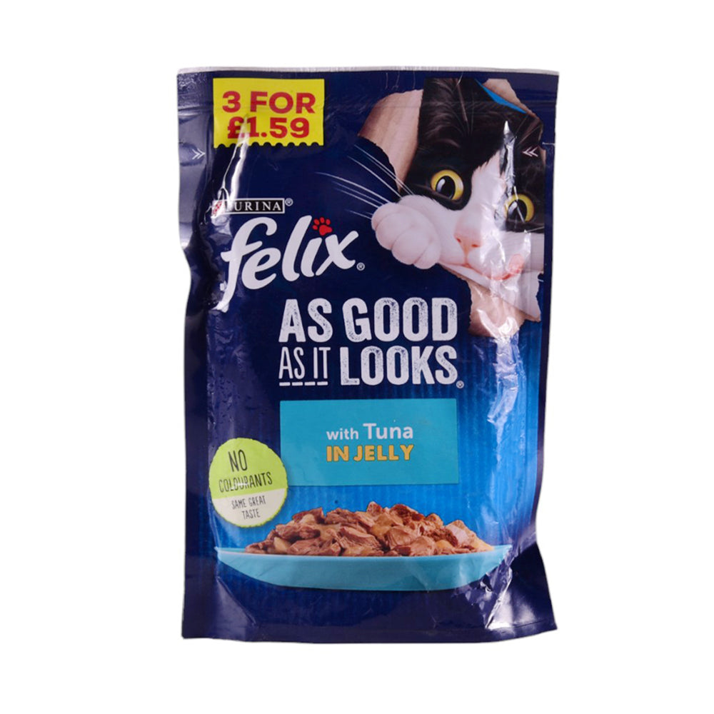 PURINA FELIX CAT FOOD AS GOOD IT LOOKS TUNA IN JELLY 100 GM