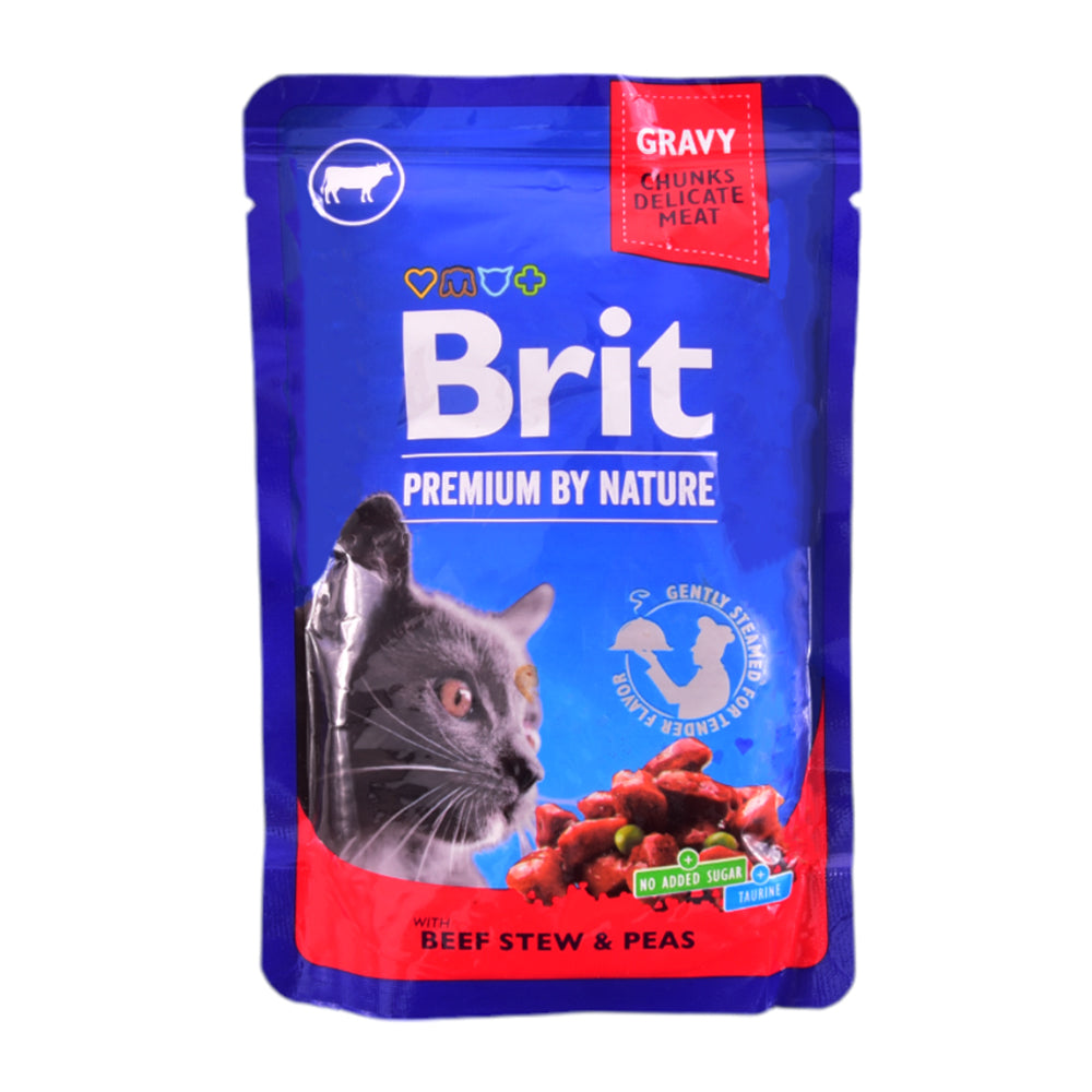 BRIT PREMIUM CAT FOOD BEEF STEW & PEAS 100 GM