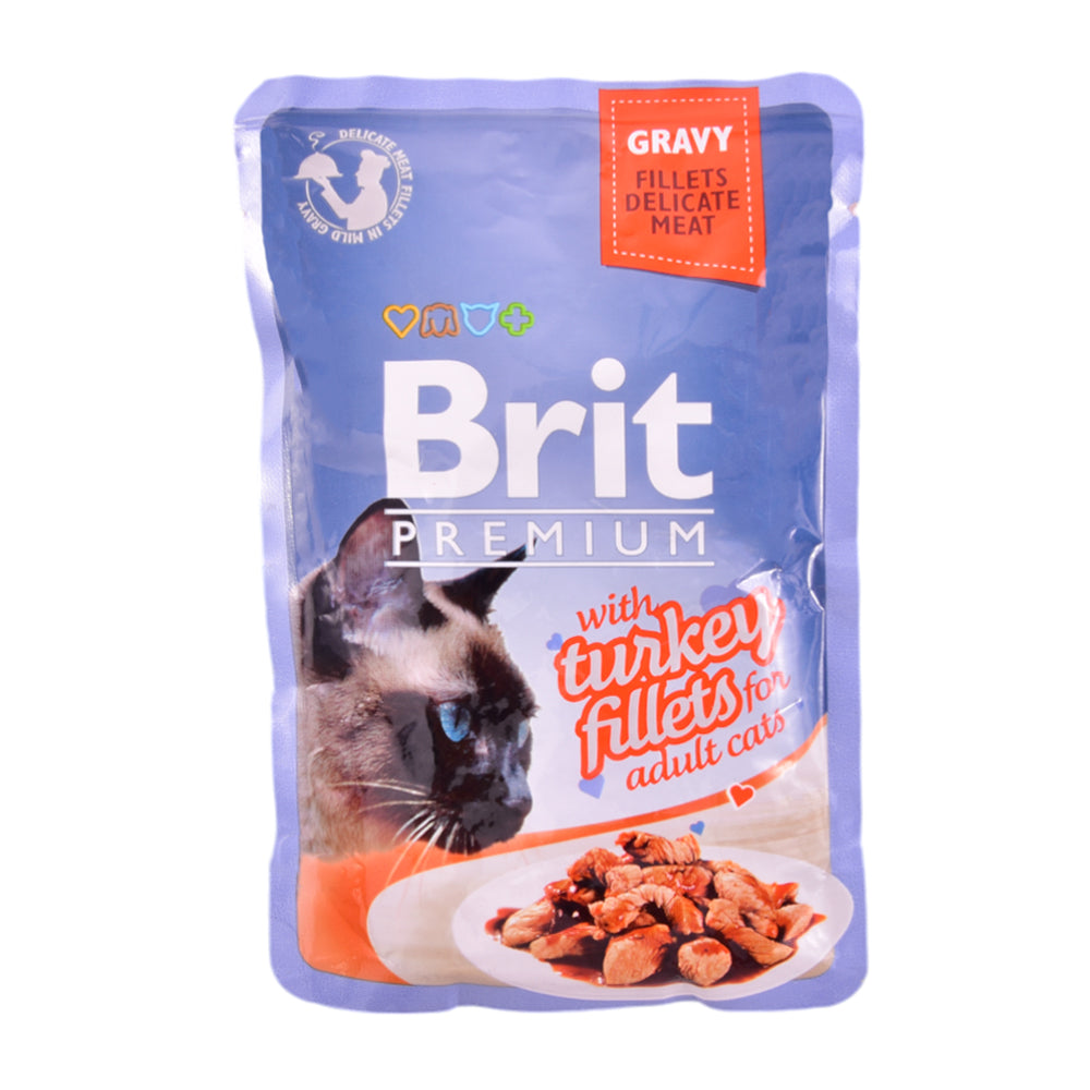 BRIT CAT FOOD PREMIUM GRAVY TURKEY FILLETS ADULT 85 GM