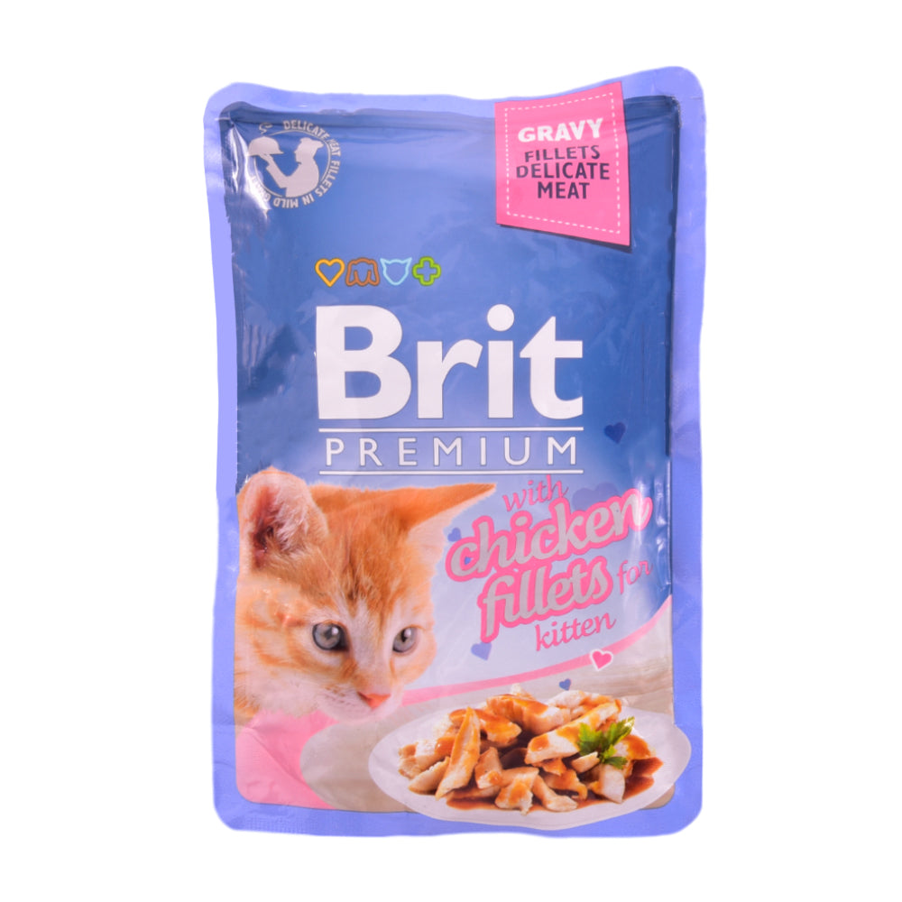 BRIT CAT FOOD PREMIUM GRAVY CHICKEN FILLETS KITTEN 85 GM