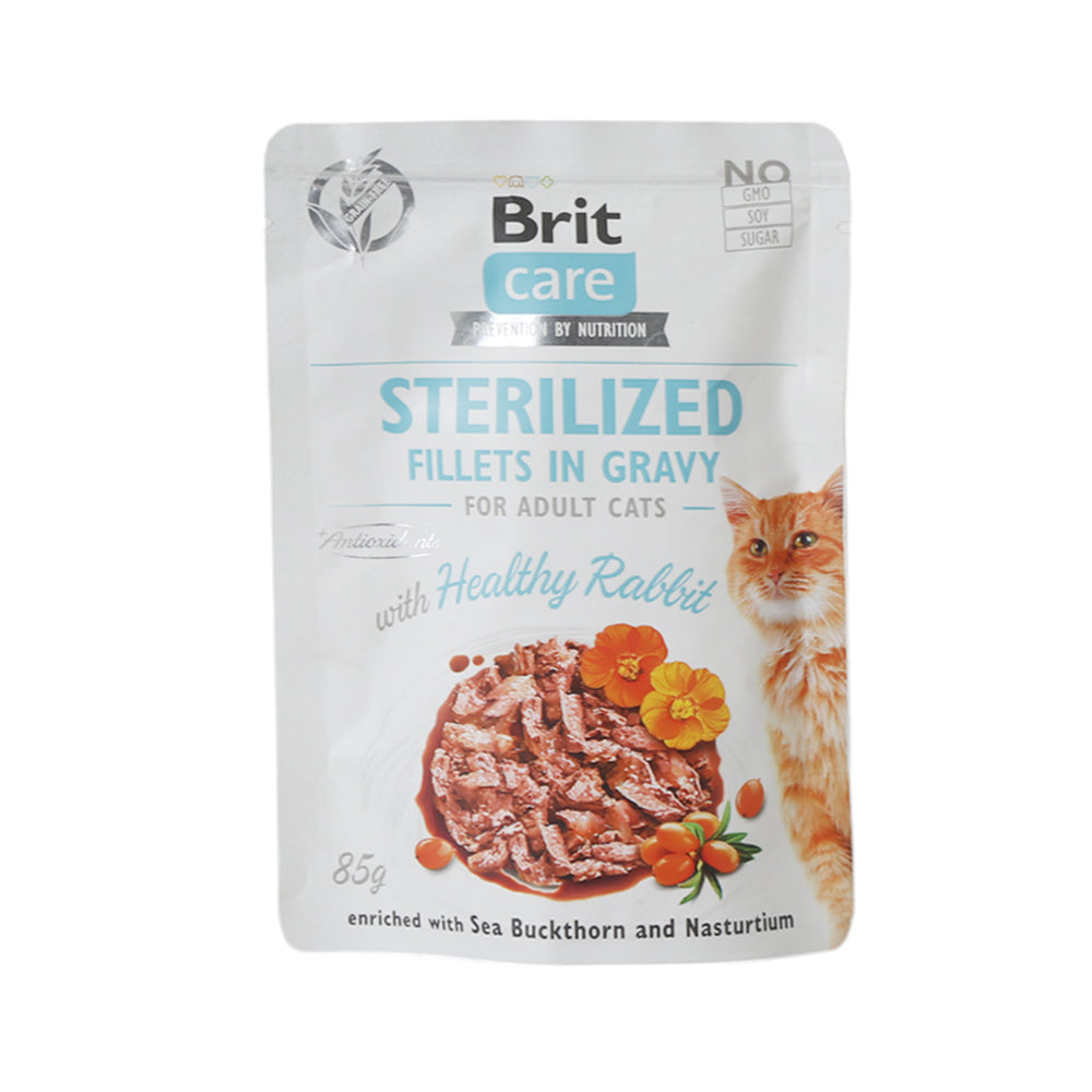 BRIT CARE CAT FOOD STERILIZED IN GRAVY HEALTHY RABBIT 85 GM