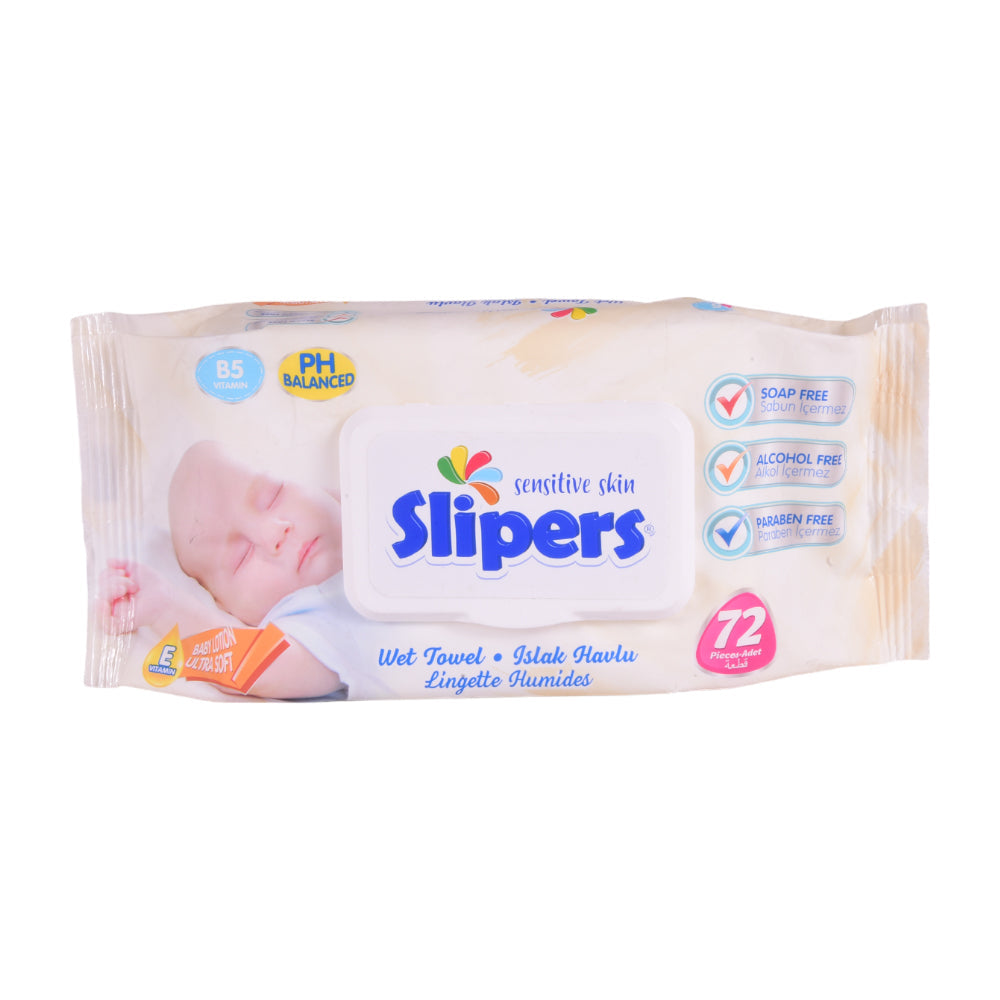 SLIPERS WIPS WET TOWEL SENSITIVE SKIN 72 PC