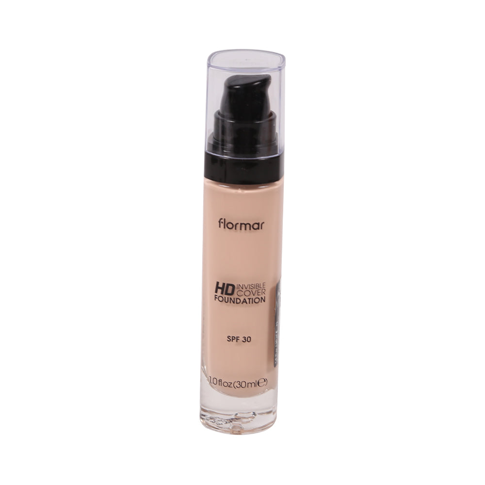 FLORMAR INVISIBLE COVER HD FOUNDATION PORCELAIN 20 PC