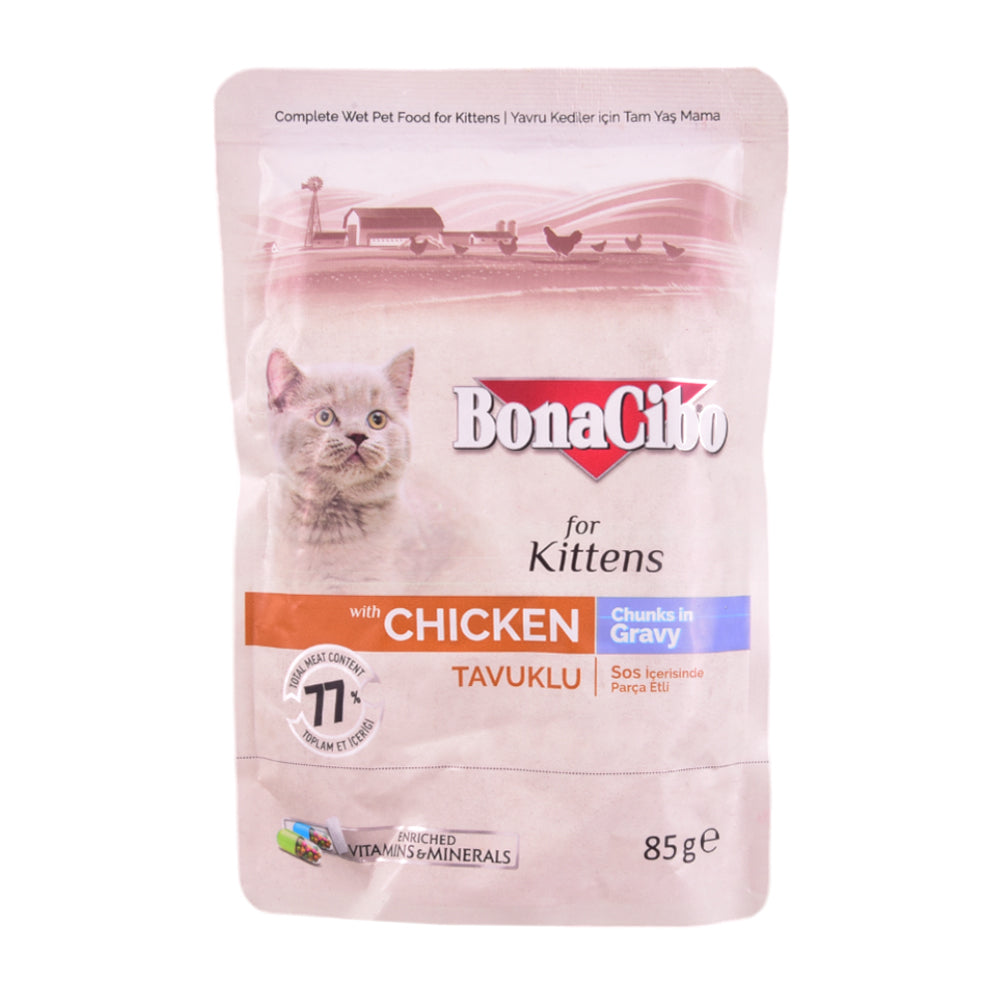 BONACIBO POUCH - WET KITTEN FOOD CIG - CHICKEN 85 GM