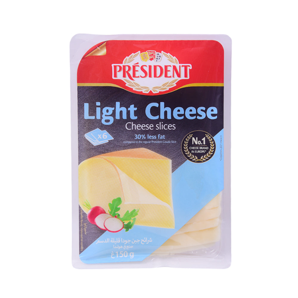 PRESIDENT LIGHT CHEESE SLICES 150G