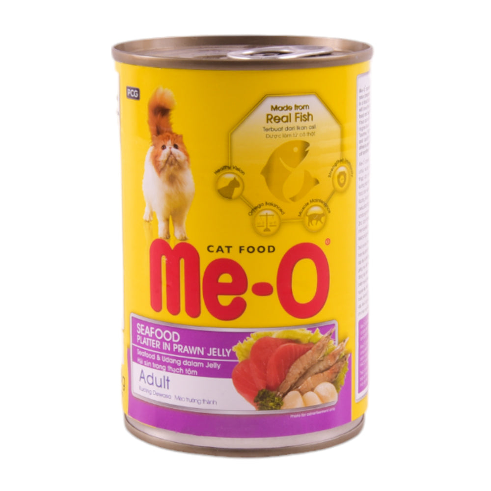 ME-O CAT FOOD SEAFOOD PLATER IN PRAWN JELLY TIN 400 GM BASIC