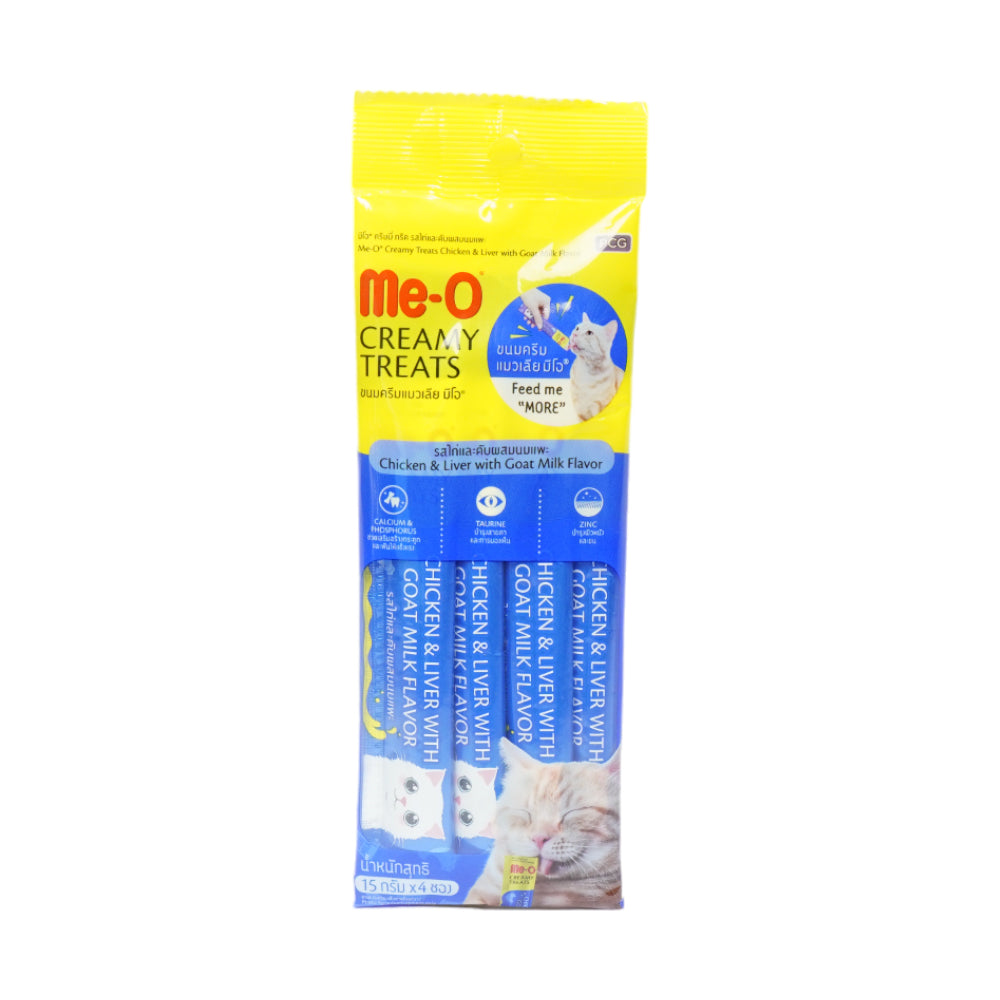 ME-O CAT FOOD CREAMY TREATS CHICKEN LIVER GOAT MILK 4X15 GM