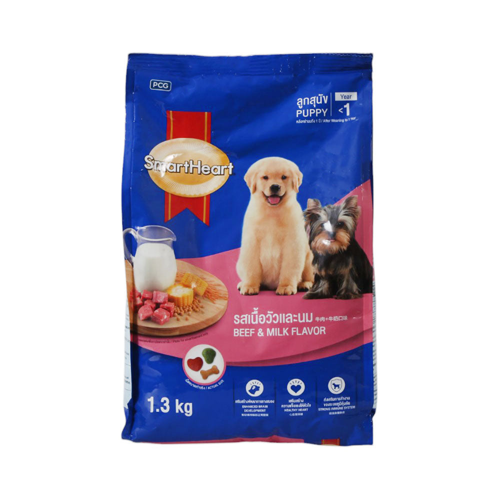 SMART HEART DOG FOOD PUPPY BEEF & MILK 1.3 KG