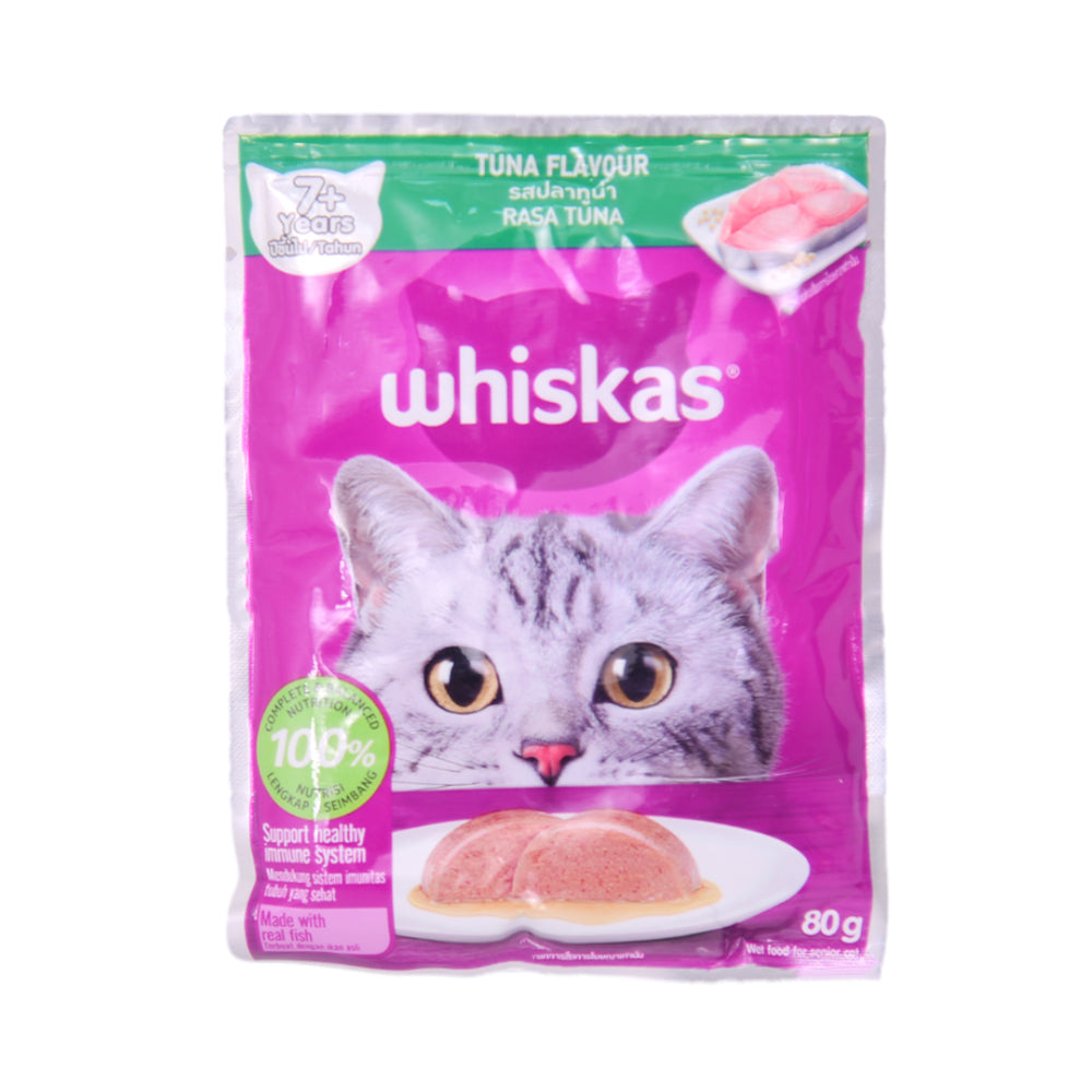 WHISKAS CAT FOOD TUNA FLAVOUR 7+YEAR 80G