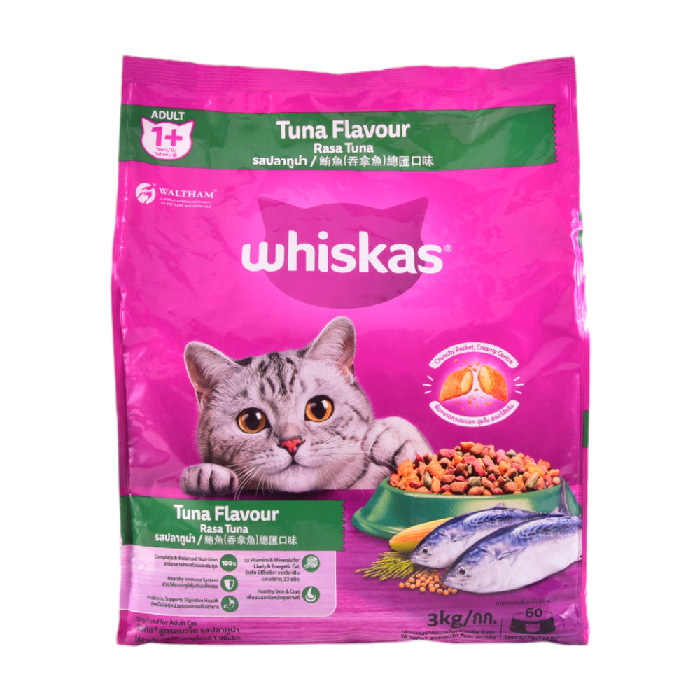 WHISKAS CAT FOOD ADULT TUNA 1+YEAR 3 KG