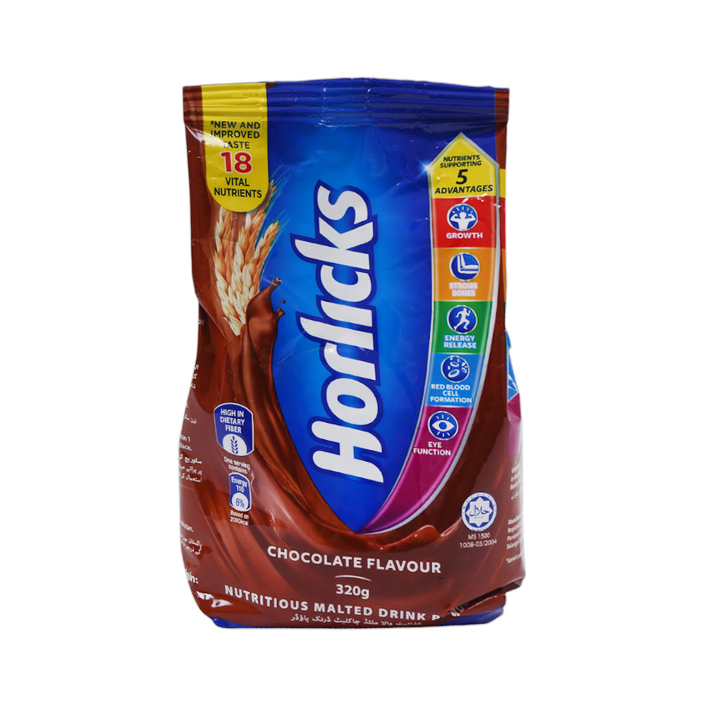 HORLICKS CHOCOLATE POWDER POUCH 320 GM