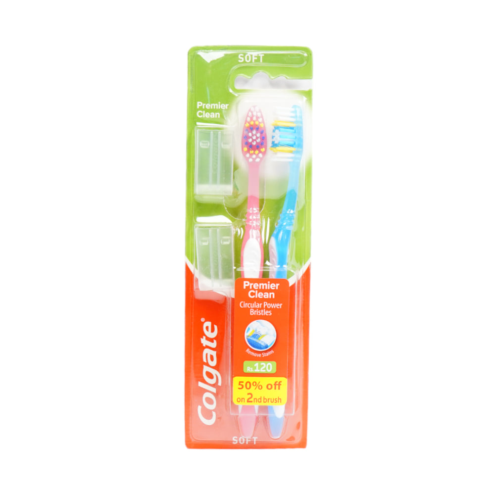 COLGATE TOOTH BRUSH PREMIER CLEAN TWIN PACK SOFT