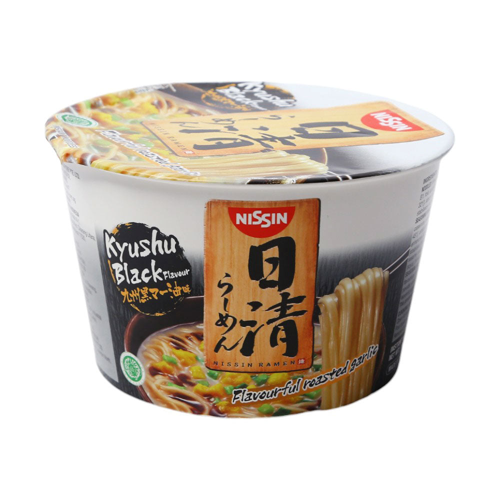 NISSIN RAMEN NOODLES KYUSHU BLACK ROASTED GARLIC 110 GM