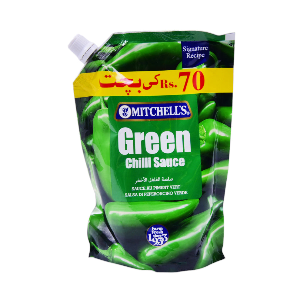MITCHELLS GREEN CHILI SAUCE 400GM POUCH PROMO