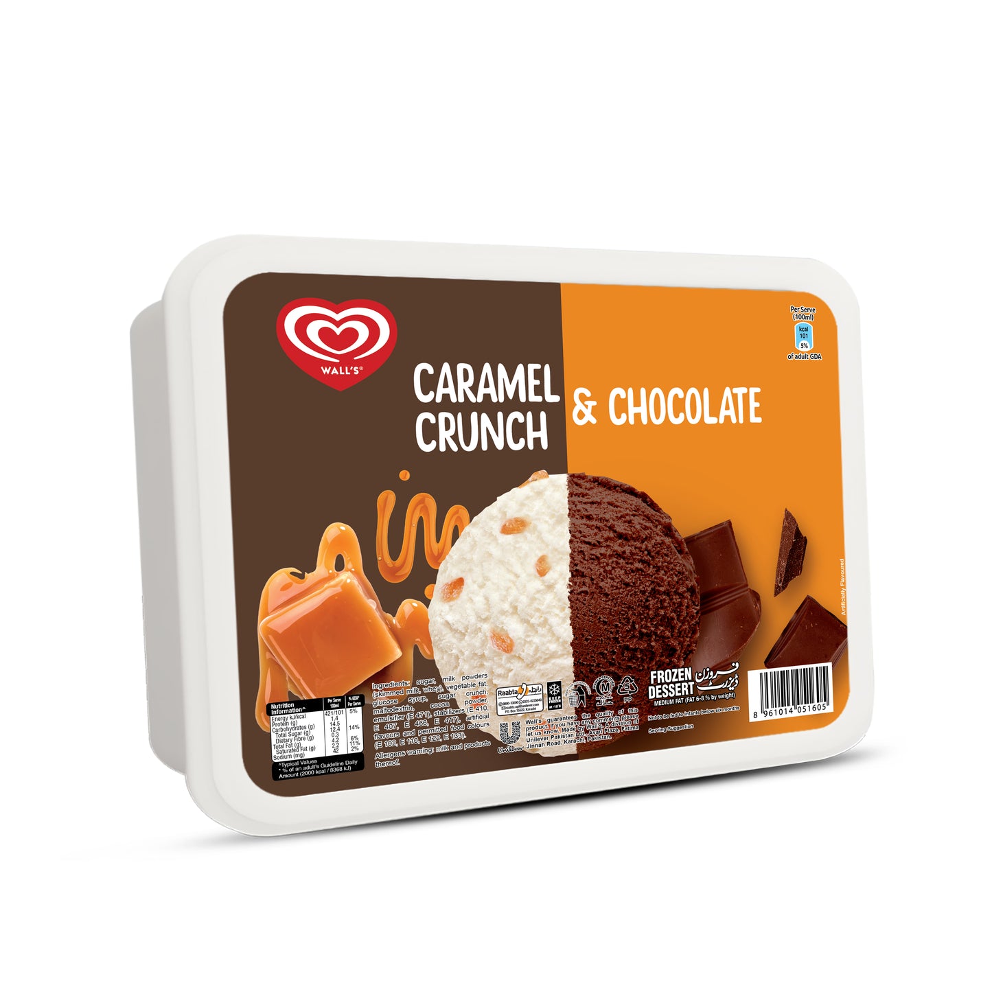 WALLS CARAMEL CRUNCH AND CHOCO BUCKET 1.4 LTR