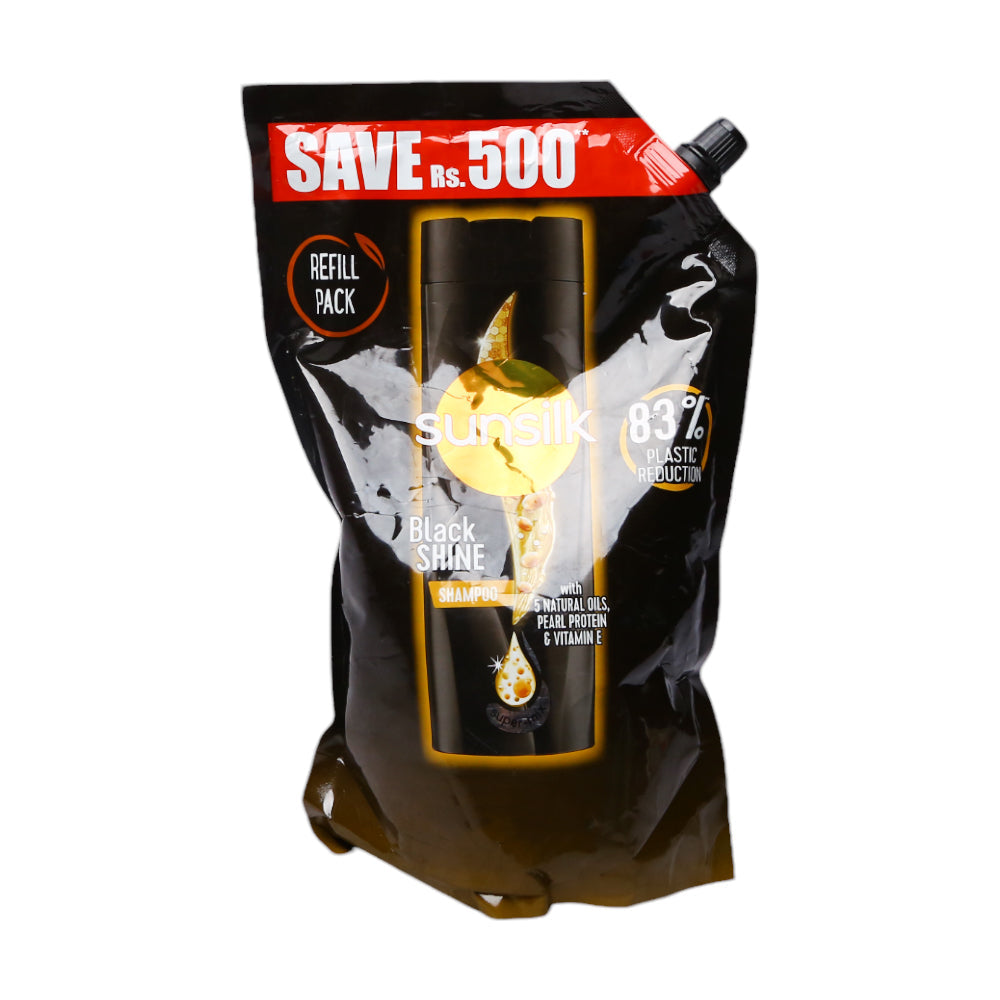 SUNSILK SHAMPOO BLACK SHINE POUCH 1 LTR