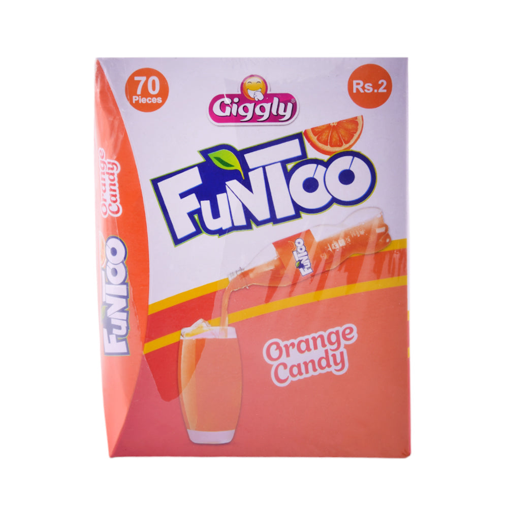 GIGGLY FUNTOO ORANGE CANDY 70 PIECES BOX PACK RS 2
