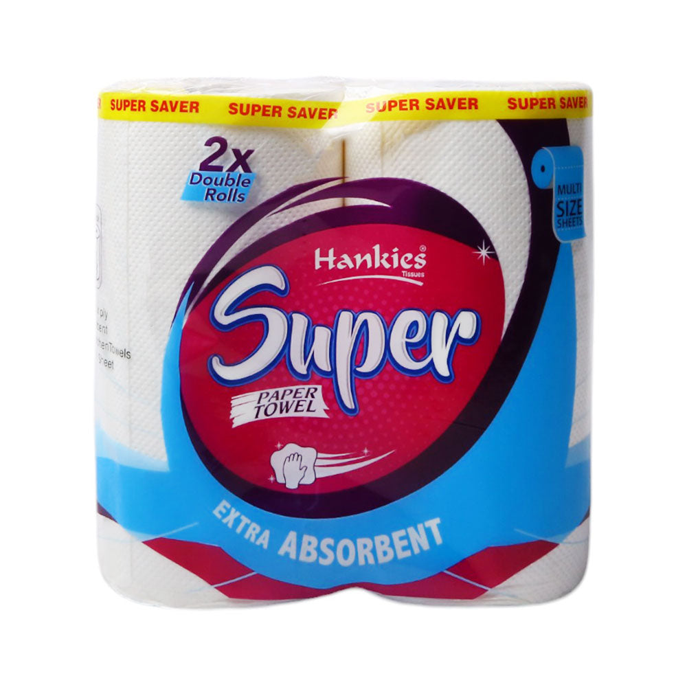 HANKIES TWIN PACK KITCHEN TOWEL LUXURY SIZE 2 PLY SHEET