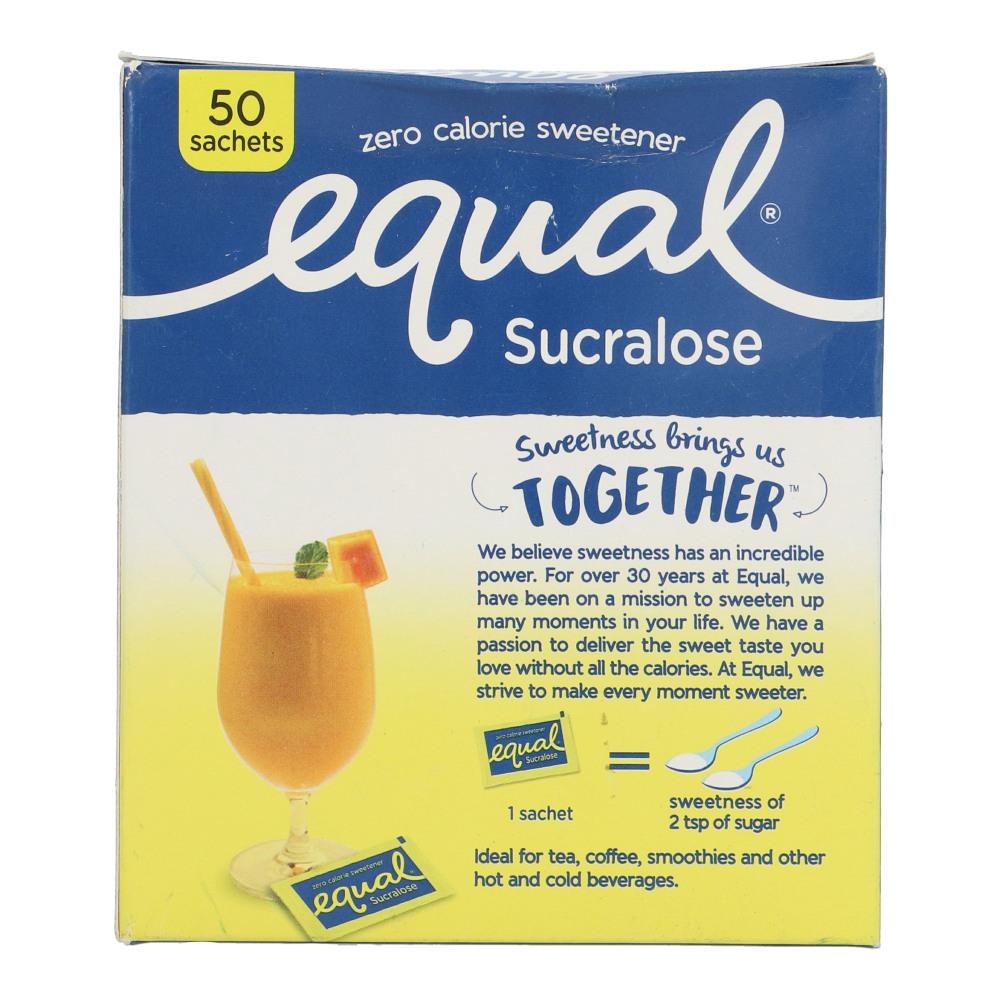 EQUAL SUCRALOSE ZERO CALORIES SWEETNER SACHETS 50S