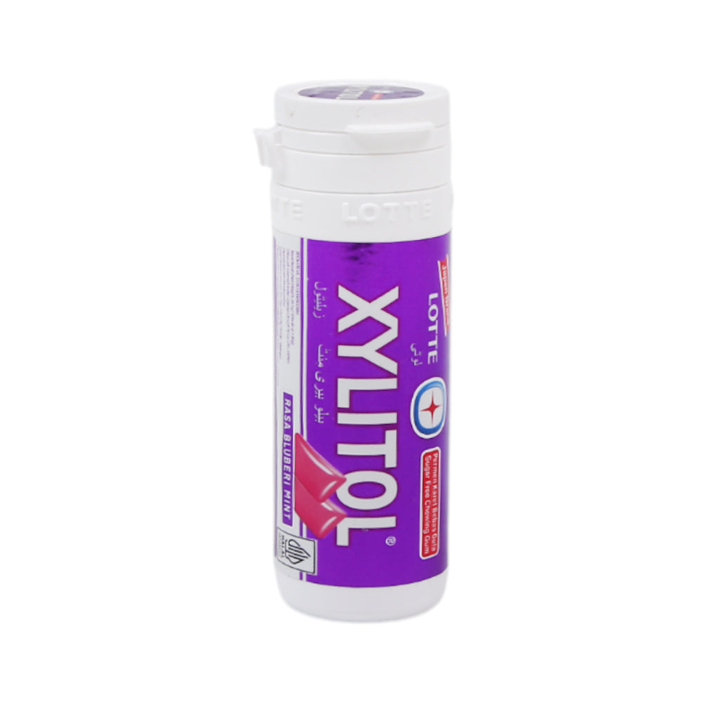 LOTTE XYLITOL CHEWING GUM BLUBERI MINT BOTTLE 29 GM