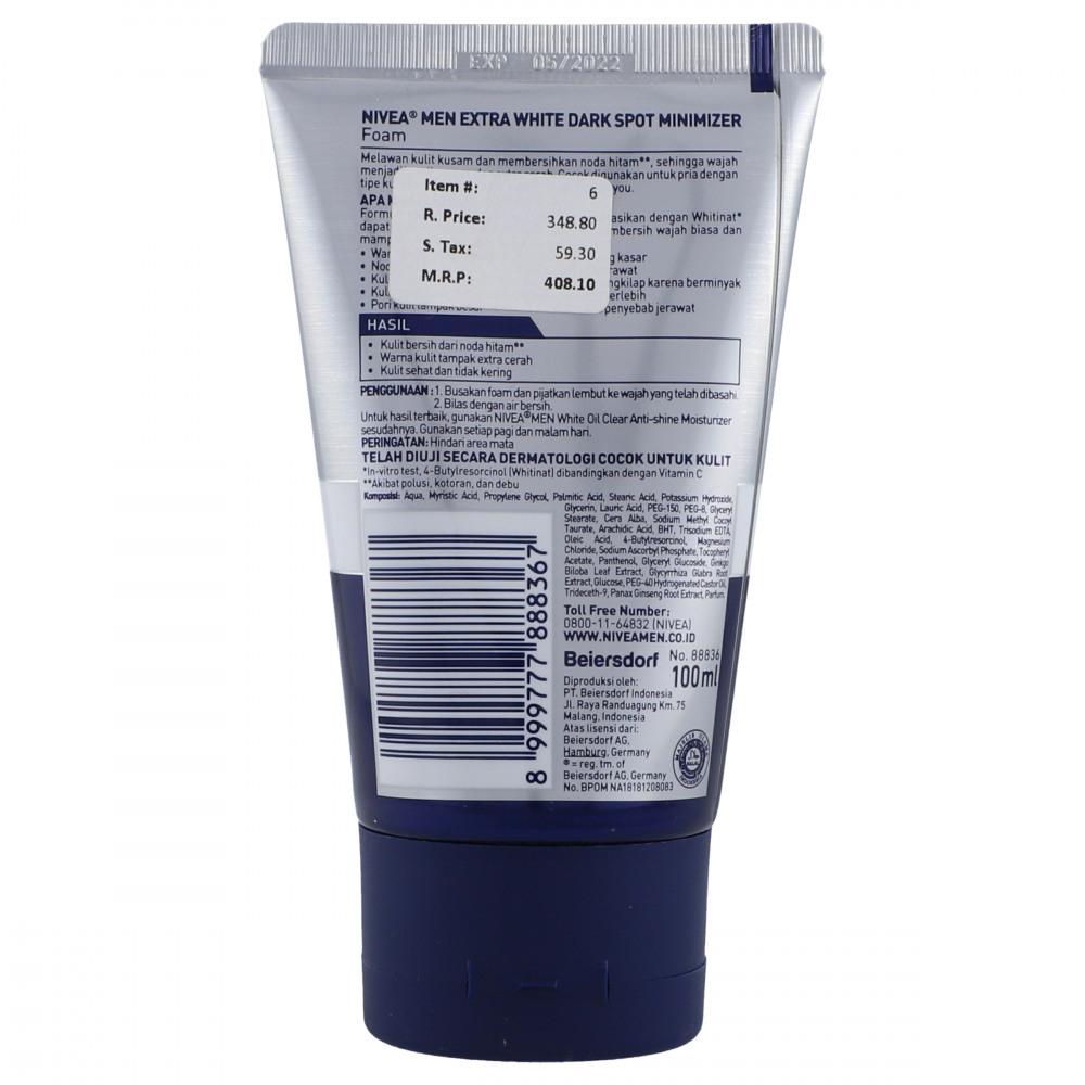NIVEA MEN FACIAL FOAM EXTRA WHITE DARK SPOT MINIMIZER 100 ML