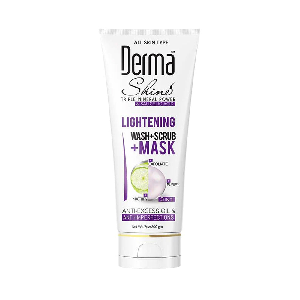 DERMA SHINE 3IN1 WASH AND SCRUB AND MASK TUBE 200G PC